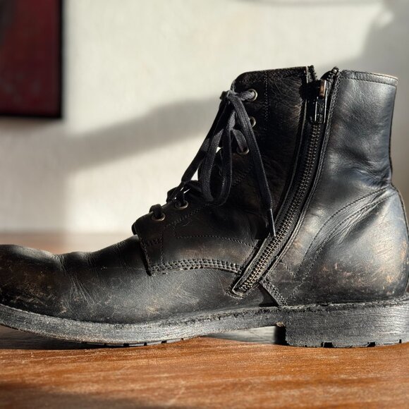 Frye antiqued black Bowery Lace Up- Mens 13 - Picture 7 of 10